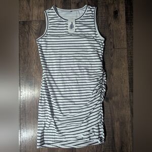 BTFBM Black & White Stripes Womens T-shirt Dress Accent Side Ruching Size XL NWT